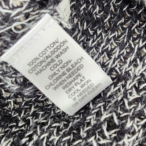 Loft Bow Statement Sleeve Sweater Cotton Round Neck Marled Black Knit Large - Picture 11 of 14